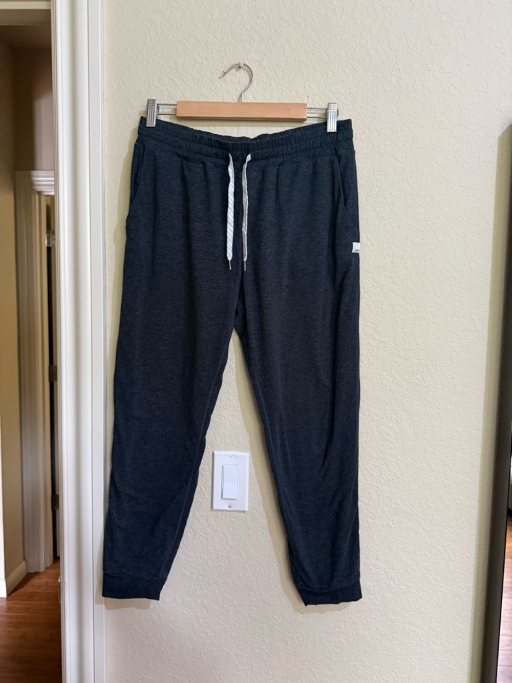 Vuori Black Jogger Sweatpants with White Drawstring